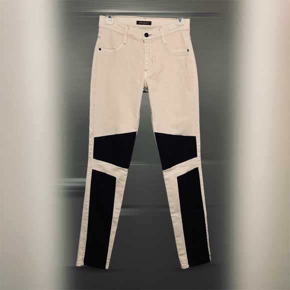 James Jeans Denim - James Jeans Rare Two-Tone Emilia Biker Jeans Cream & Black Color Block Size 27